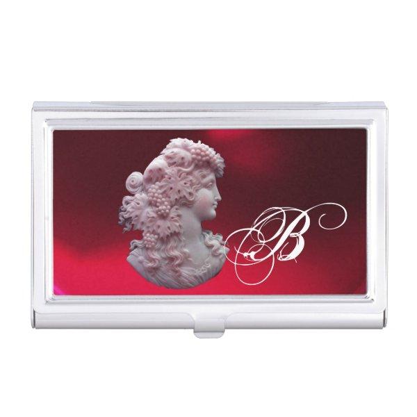 ANTIQUE CAMEO,LADY WITH GRAPES MONOGRAM CASE FOR