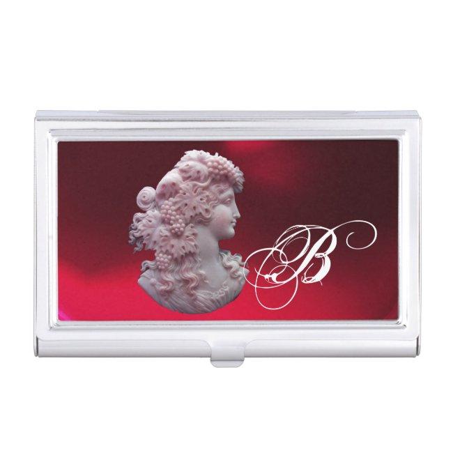 ANTIQUE CAMEO,LADY WITH GRAPES MONOGRAM CASE FOR