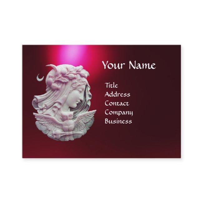 ANTIQUE CAMEO,MOON LADY OF NIGHT WITH OWL