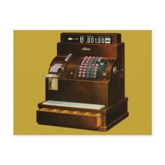 Antique Cash Register, Vintage Retail Business Postcard