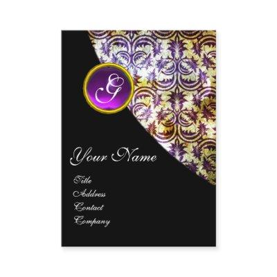 ANTIQUE DAMASK PURPLE AMETHYST MONOGRAM Black