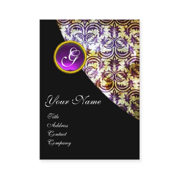 ANTIQUE DAMASK PURPLE AMETHYST MONOGRAM Black