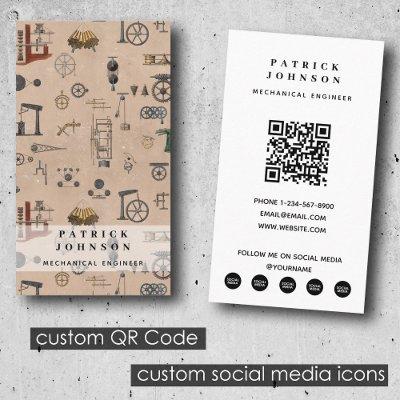 Antique Engineering Mechanical Scientific QR Code