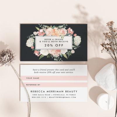 Antique Floral Blush & Charcoal Referral Card