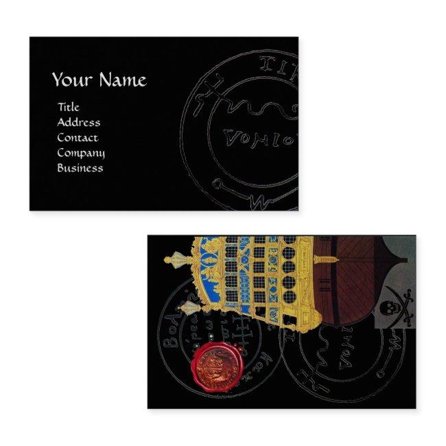 ANTIQUE GALLEON,PIRATE TREASURE MAPS Black