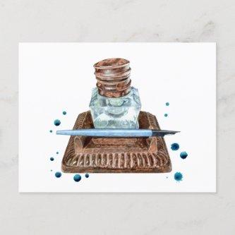 Antique Inkwell Postcard
