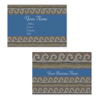 ANTIQUE MOSAIC WAVES Grey Brown Blue Nautical