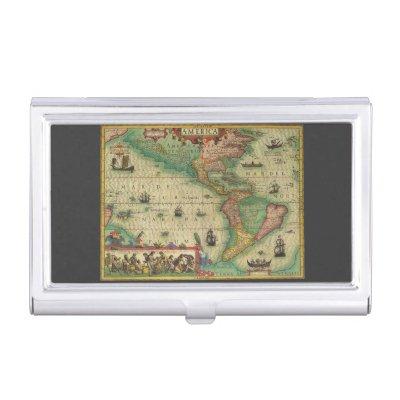 Antique Old World Map of the Americas by Hondius  Holder