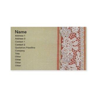 Antique Rose Lace Rustic Red Victorian Burlap