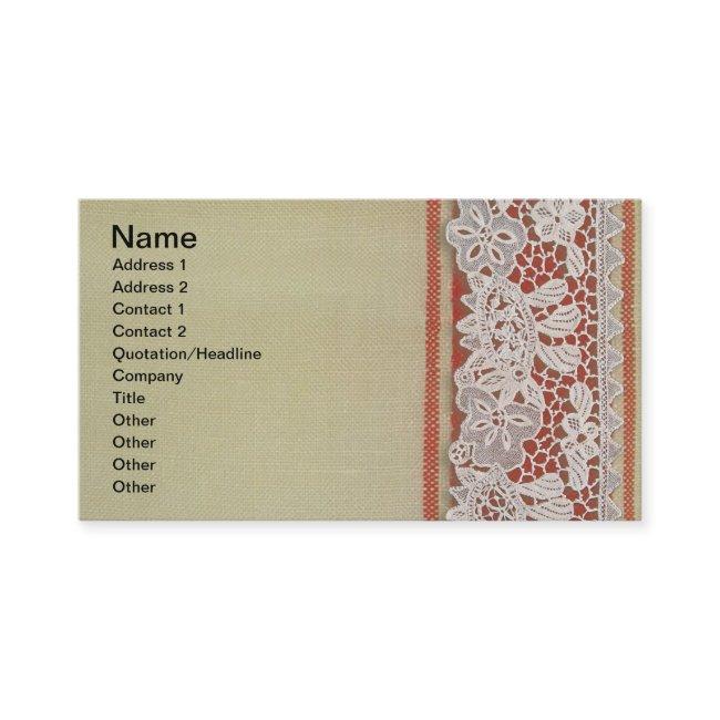 Antique Rose Lace Rustic Red Victorian Burlap