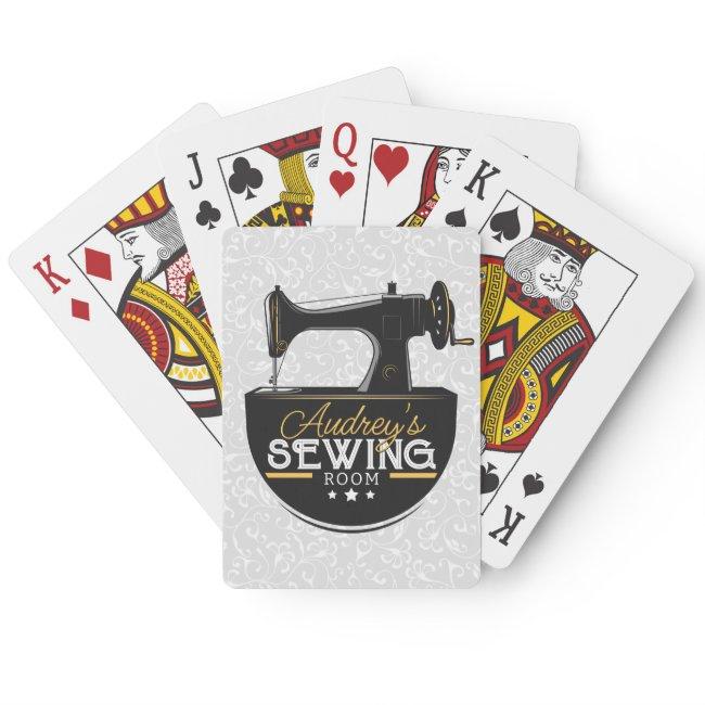 Antique Sewing Machine ADD NAME Seamstress Tailor Poker Cards