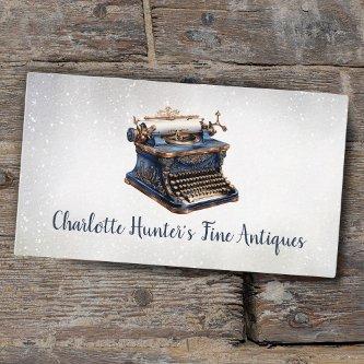 Antique shop, vintage old typewrite, gold and blue