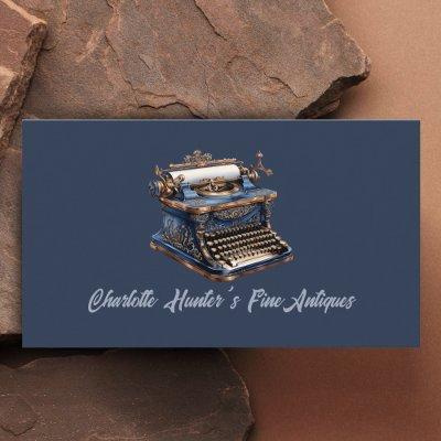 Antique shop, vintage old typewrite, gold and blue