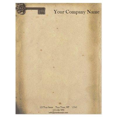 Antique Skeleton Key Letterhead