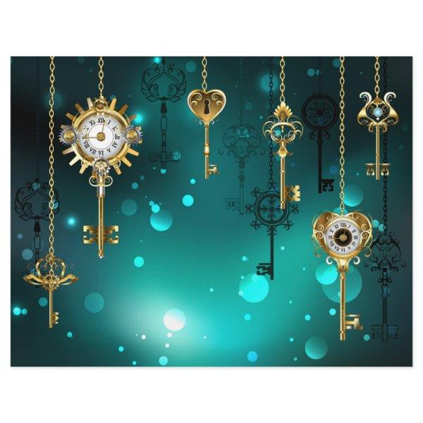 Antique Skeleton Keys on Green Background Letterhead