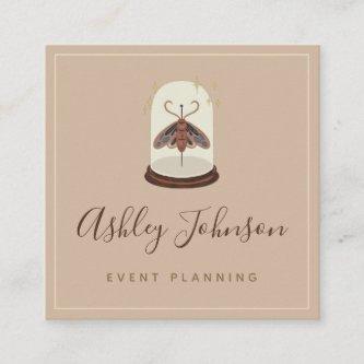 Antique Vintage Moth Butterfly Event Planner Brown Square