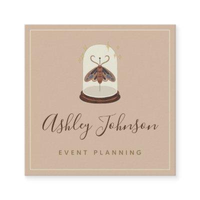 Antique Vintage Moth Butterfly Event Planner Brown Square