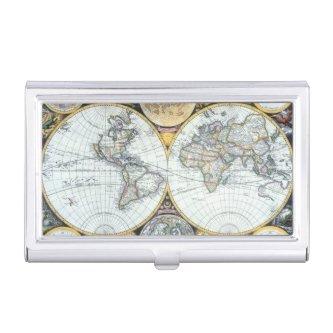 Antique World Map, Atlas Maritimus by John Seller Case For