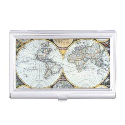 Antique World Map, Atlas Maritimus by John Seller Case For