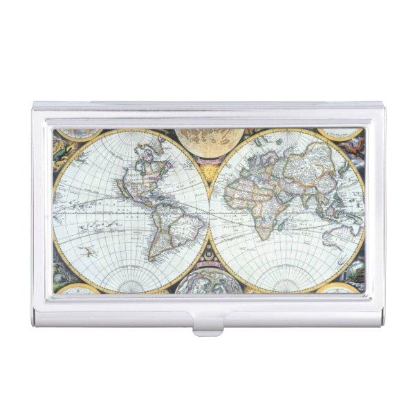 Antique World Map, Atlas Maritimus by John Seller Case For