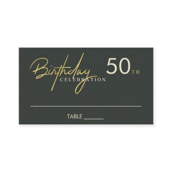 ANY AGE SIMPLE BLACK GOLD BIRTHDAY PLACE CARD