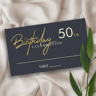 ANY AGE SIMPLE ELEGANT NAVY GOLD BIRTHDAY PLACE