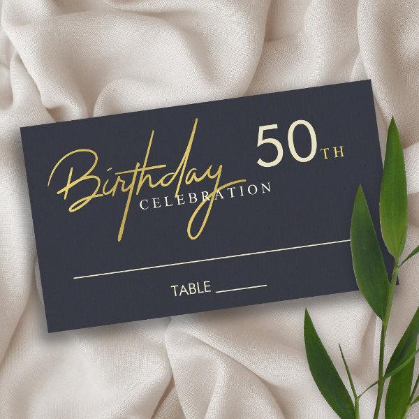 ANY AGE SIMPLE ELEGANT NAVY GOLD BIRTHDAY PLACE