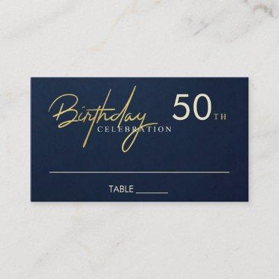 ANY AGE SIMPLE NAVY GOLD BIRTHDAY PLACE CARD