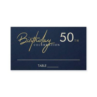 ANY AGE SIMPLE NAVY GOLD BIRTHDAY PLACE CARD