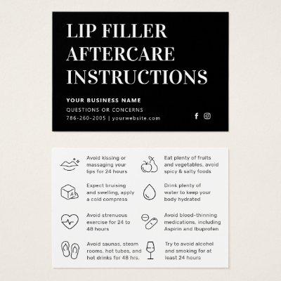 Any Color Black Lip Filler Aftercare Advice Card