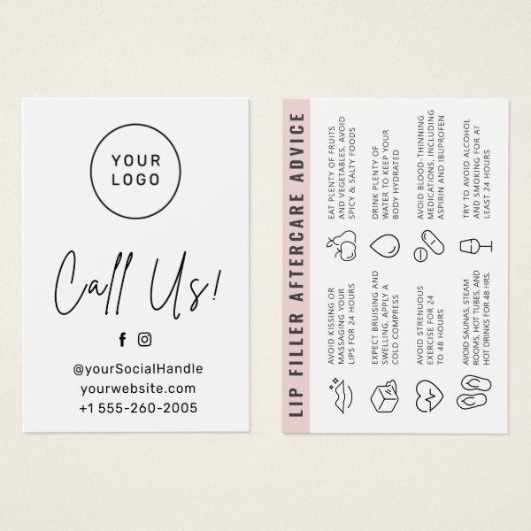 Any color Custom Logo Lip Filler Aftercare Card