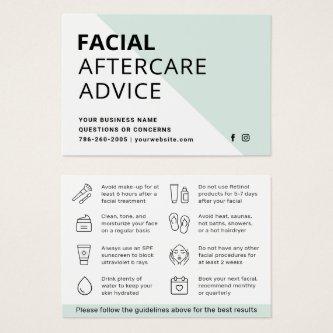 Any Color Facial Aftercare Advice Instruction Card