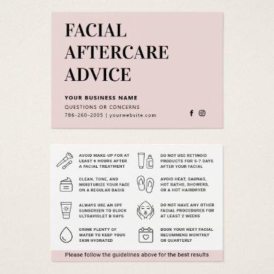 Any Color Facial Aftercare Advice Instruction Card