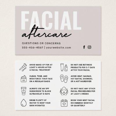 Any Color Facial Aftercare Instructions Card