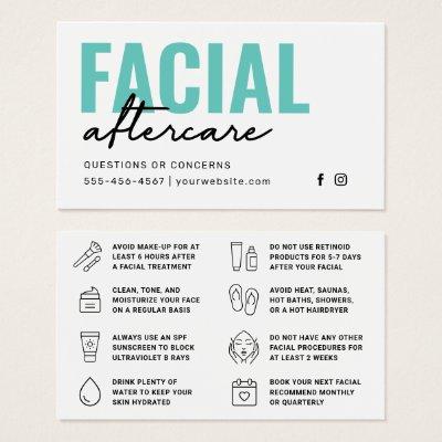 Any Color Facial Aftercare Instructions Card