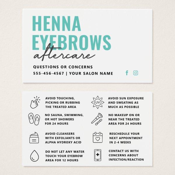 Any Color Henna Brows Brows Tint  Aftercare Card