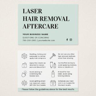 Any Color  Laser Hair Removal IPL Aftercare Card
