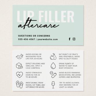 Any Color Lip Filler Instructions Aftercare Card