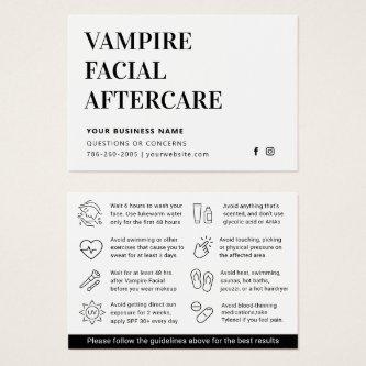 Any Color Microneedling Aftercare Instruction Card