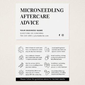 Any Color Microneedling Aftercare Instruction Card