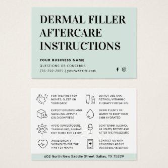 Any Color Mint Dermal Filler Botox Aftercare Card