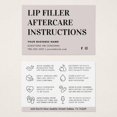 Any Color Modern Lip Filler Botox Aftercare Card