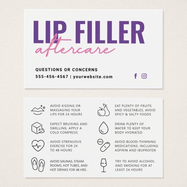 Any Color Modern Purple Lip Filler Aftercare Card
