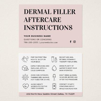 Any Color Pink Dermal Filler Aftercare Advice Card