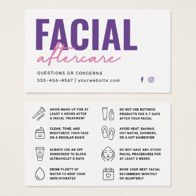 Any Color Pink Facial Aftercare Instructions Card