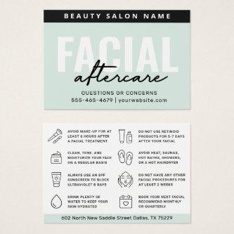 Any Color Teal Facial Aftercare Instructions Card