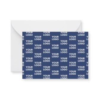 Any Image or Business Logo Editable Dark Navy Blue Note Card