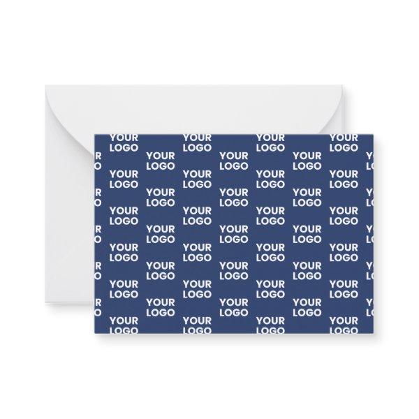 Any Image or Business Logo Editable Dark Navy Blue Note Card