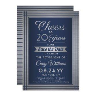 ANY Number Retirement Party Cheers Navy and Silver Save The Date