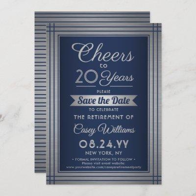 ANY Number Retirement Party Cheers Navy and Silver Save The Date